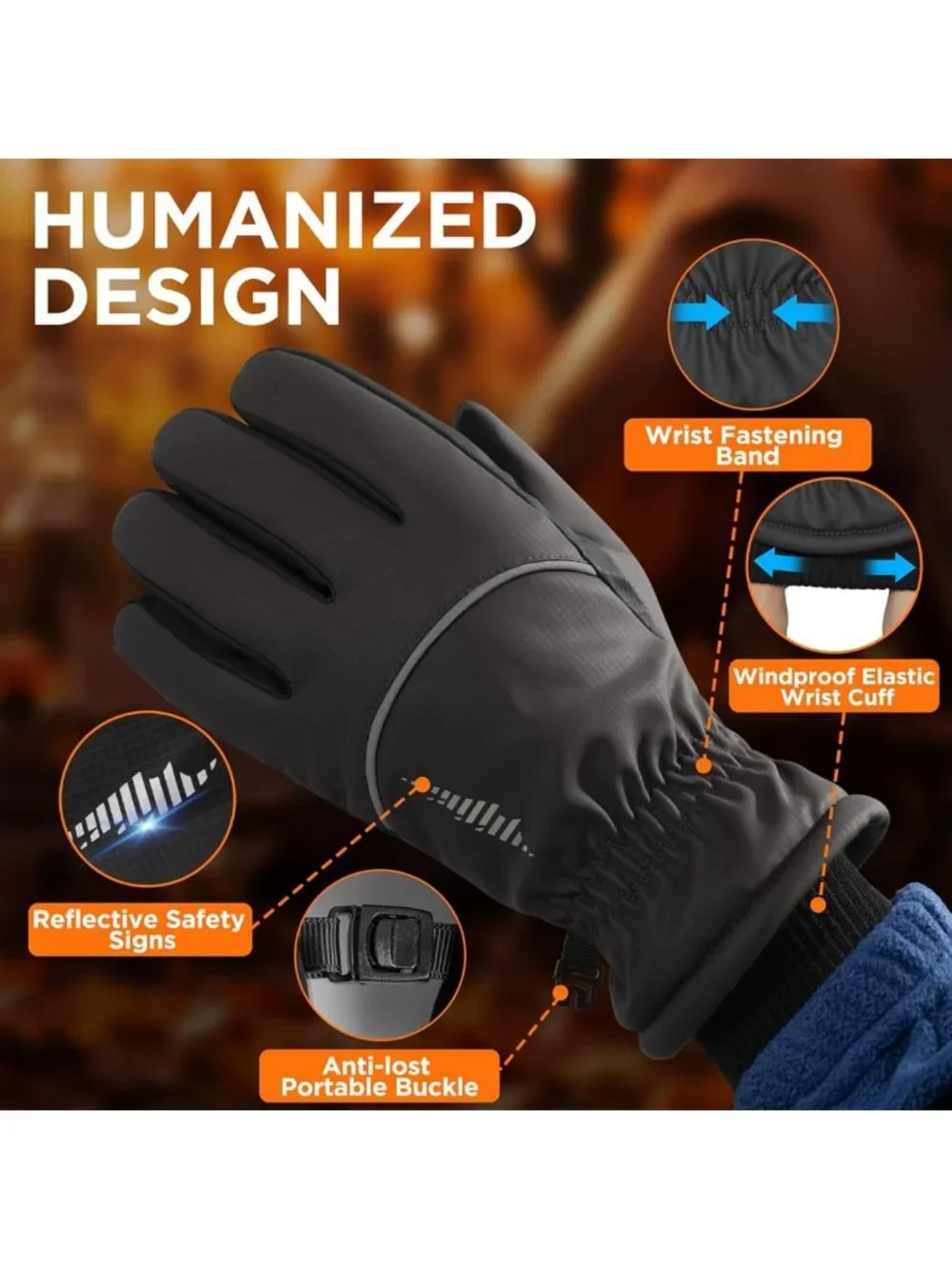 Waterproof Touchscreen Winter Gloves - Warm Thermal Snow Gloves for Cold Weather